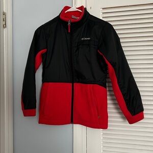 Boys 10-12 M Columbia Color Block Fleece Lined Black and Red Jacket